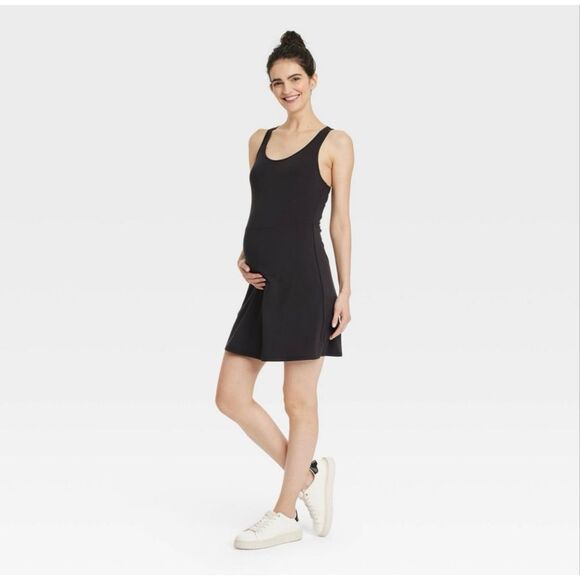 Isabel Maternity Black Pull on Athletic Dress With Shorts Size Large - Picture 1 of 10